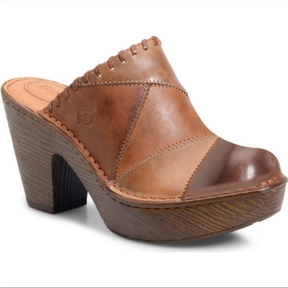 Born Shoes - Born Michaela Clogs Size 7M Women's Tan Brown Patchwork